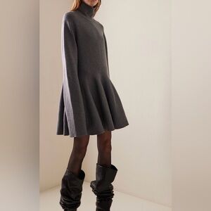 Gray Turtleneck Khaite Clarice dress